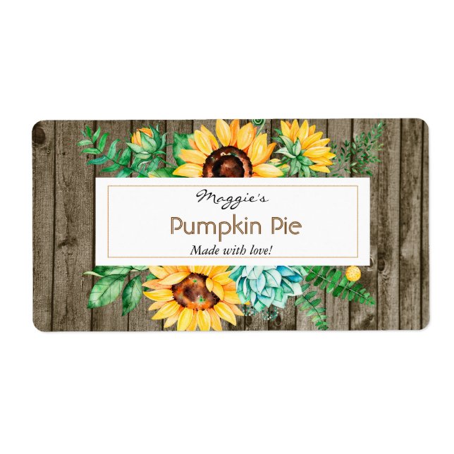 Sunflower Wood Baking Labels (Front)