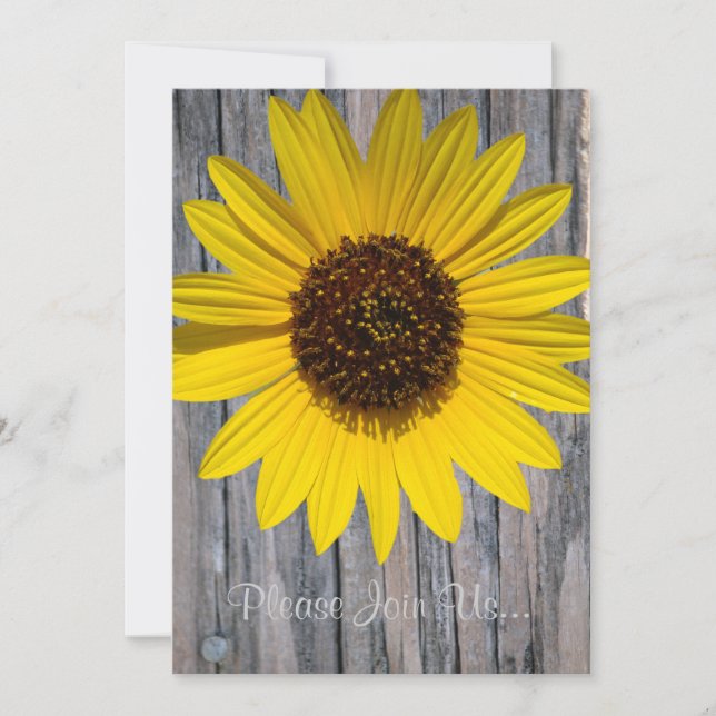Sunflower Wood Grain Wedding w/verse Invitation (Front)