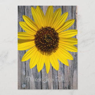 Sunflower Wood Grain Wedding w/verse Invitation