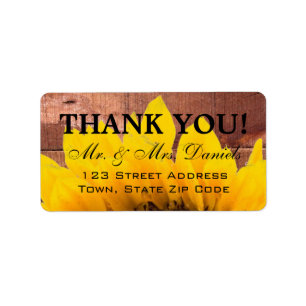 Sunflower Wood Rustic Wedding Thank You Label