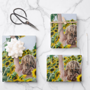 Sunflower - Wrapping Paper Flat Sheet Set of 3