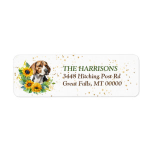 Sunflower Wreath Beagle Dog Return Address