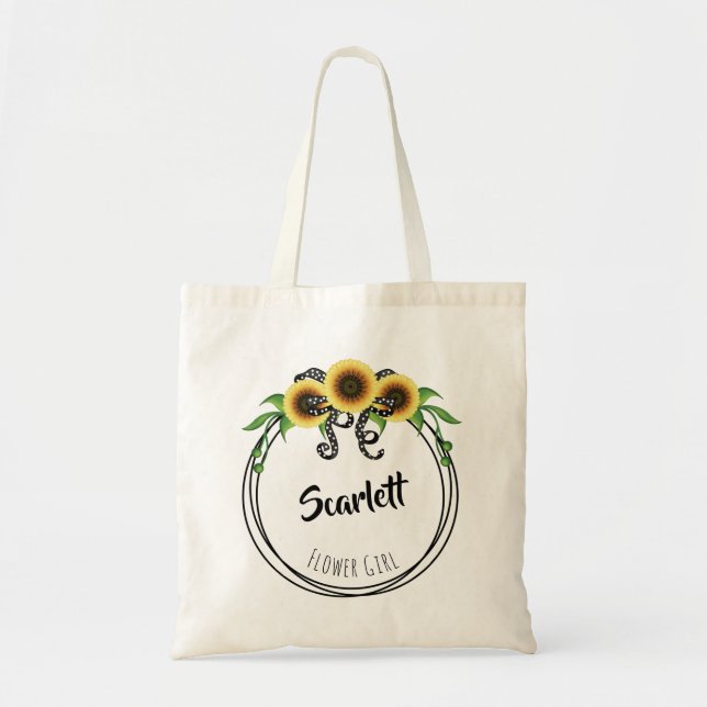 Sunflower Wreath Flower Girl Tote Bag (Front)