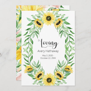 Sunflower Wreath Funeral Memorial Invitation