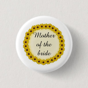 Sunflower Wreath Mother/Grandmother of the Bride 3 Cm Round Badge