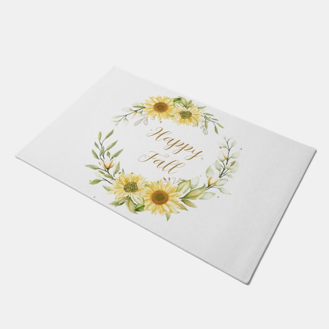 Sunflower wreath with customisable text   doormat (Angled)