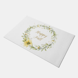 Sunflower wreath with customisable text doormat