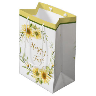 Sunflower wreath with customisable text medium gift bag