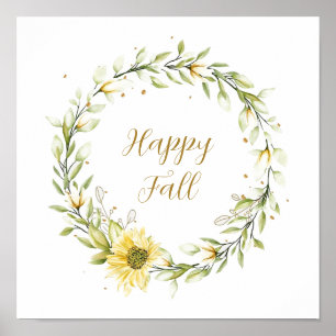 Sunflower wreath with customizable text poster