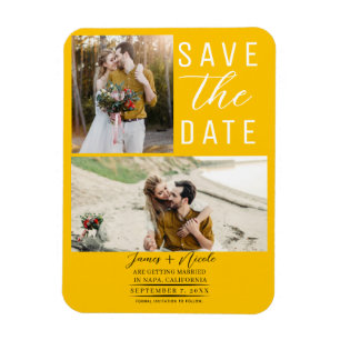 Sunflower Yellow 2 Photos Save the Date Wedding Magnet