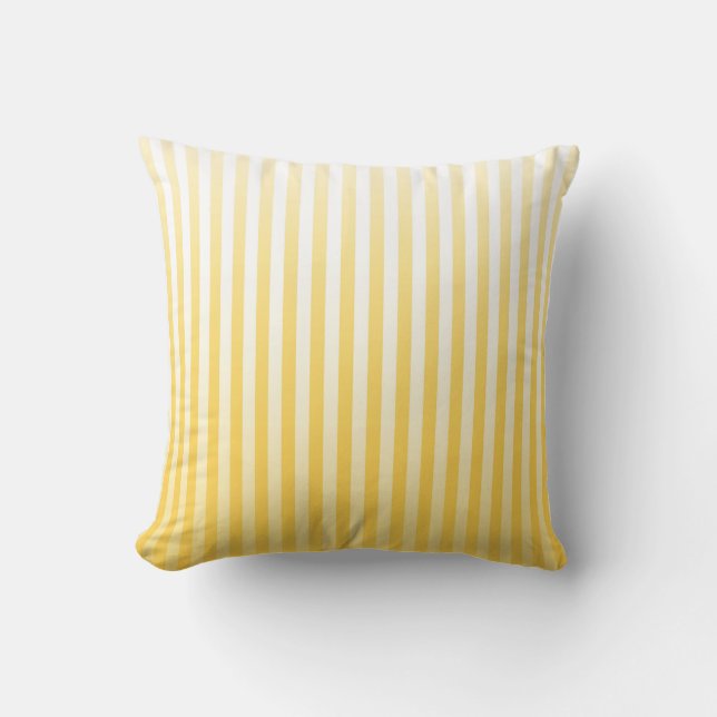 Sunflower Yellow and White Gradated Stripes Cushion (Front)