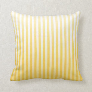 Sunflower Yellow and White Gradated Stripes Cushion