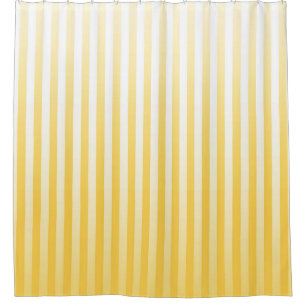 Sunflower Yellow and White Gradated Stripes Shower Curtain