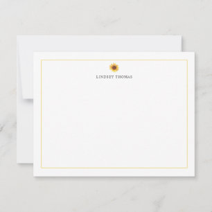 Sunflower Yellow Border Personalised Stationery Card