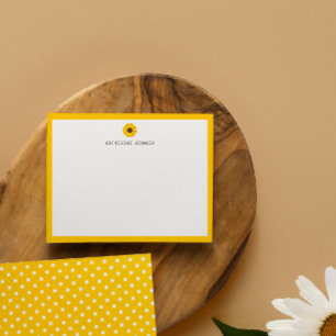 Sunflower Yellow Border Personalised Thank You Card