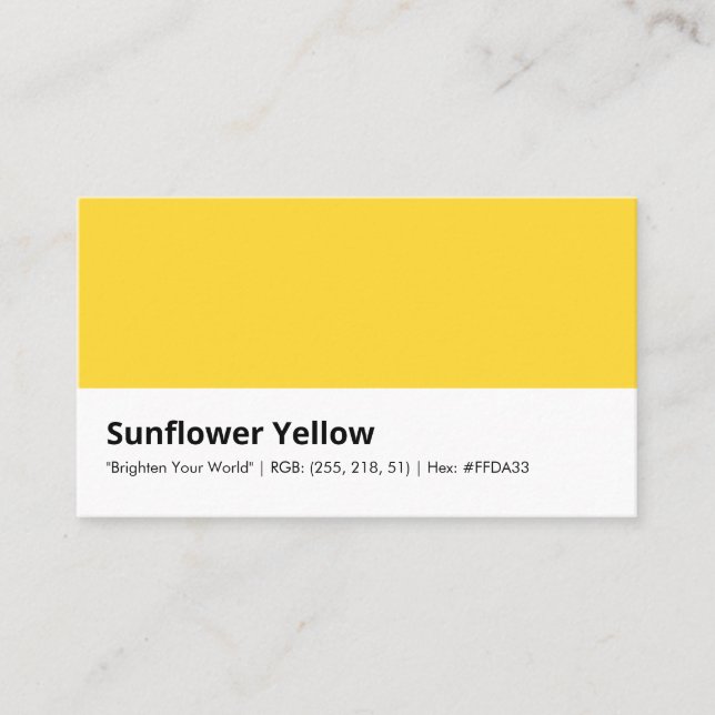 Sunflower Yellow | "Brighten Your World" Colour Business Card (Front)