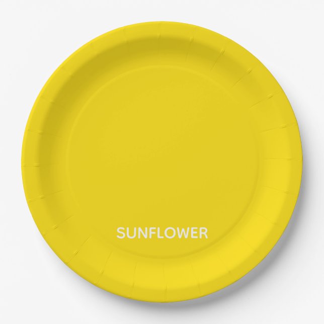Sunflower Yellow Colour Name Paper Plate (Front)