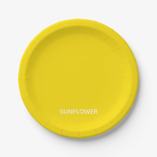 Sunflower Yellow Colour Name Paper Plate (Front)