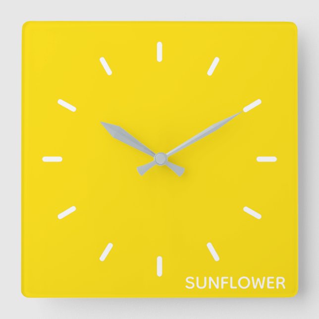 Sunflower Yellow Colour Name Square Wall Clock (Front)