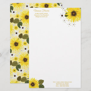 Sunflower Yellow Country Floral Stationery