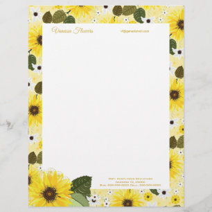 Sunflower Yellow Country Floral   Wedding Bridal Custom Letterhead