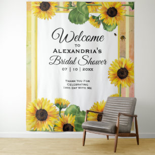 Sunflower Yellow Country Floral   Wedding Welcome Tapestry