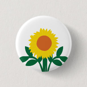 Sunflower Yellow Floral 3 Cm Round Badge