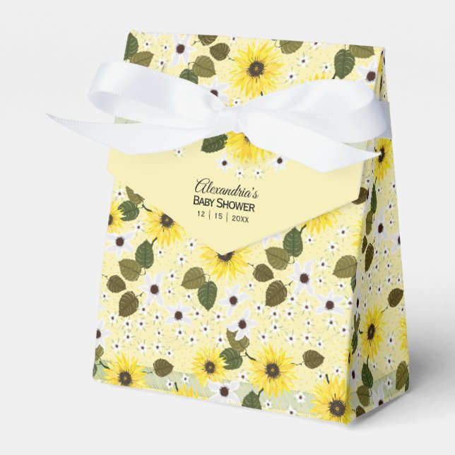 Sunflower Yellow Floral | Baby Shower Favour Box (Front Side)