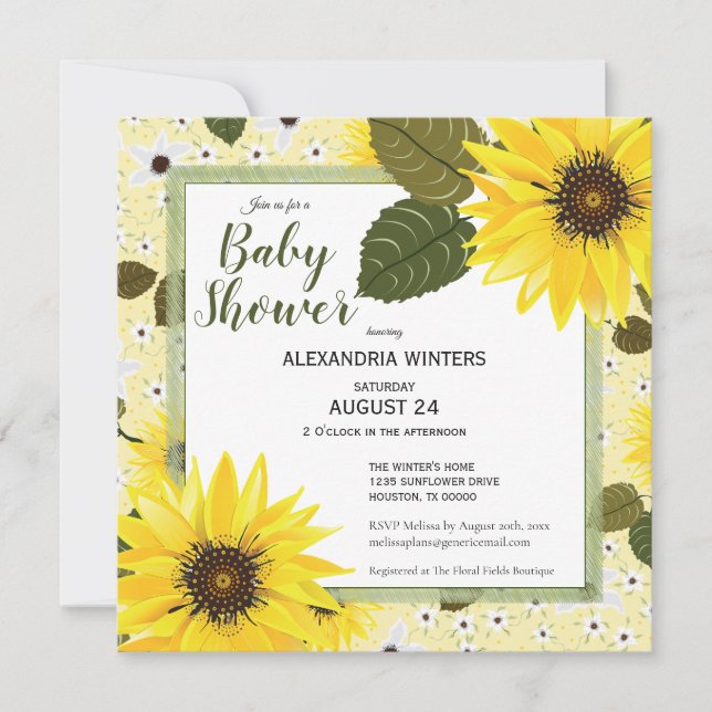Sunflower Yellow Floral | Baby Shower Invitation (Front)