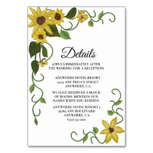 Sunflower Yellow Floral Botanical Hand drawn Oil Table Number