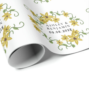 Sunflower Yellow Floral Botanical Hand drawn Oil Wrapping Paper
