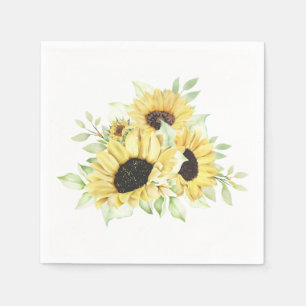 Sunflower Yellow Floral Rustic Summer Wedding Napkin