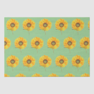 Sunflower yellow floral watercolor Summer Rustic T Tissue Paper