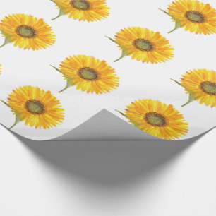Sunflower yellow floral watercolor Summer Rustic Wrapping Paper