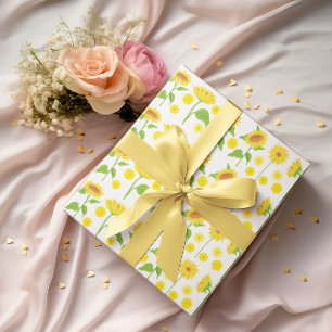 Sunflower Yellow Flower Bright Modern Floral Wrapping Paper Sheet
