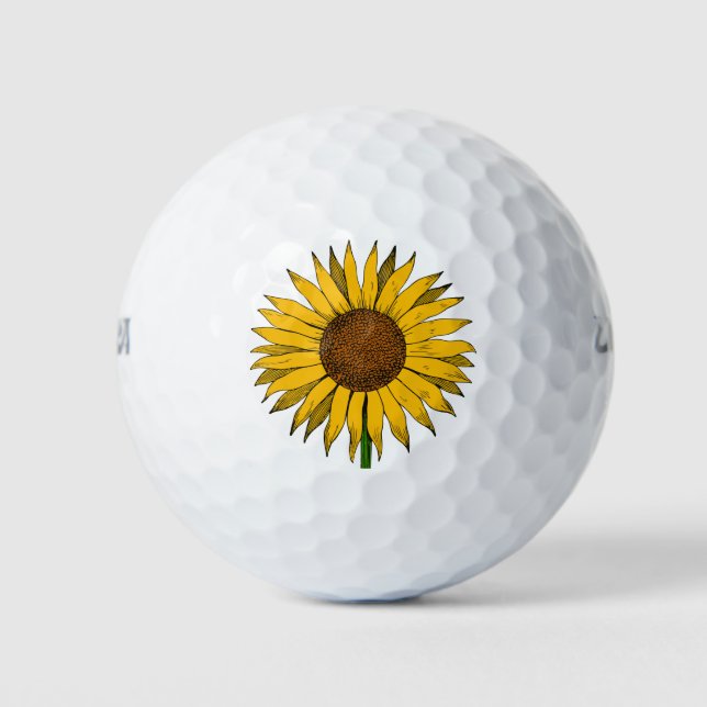 Sunflower Yellow Flower Golf Balls (Front)