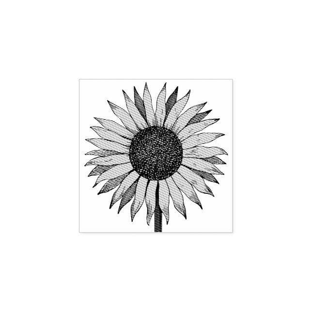 Sunflower Yellow Flower Rubber Stamp (Imprint)