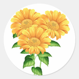 Sunflower Yellow Flowers Floral Wedding Favour Classic Round Sticker