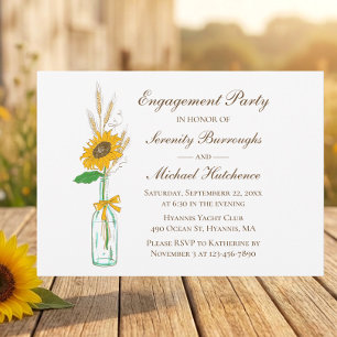 Sunflower Yellow Garden Floral Engagement Party Invitation