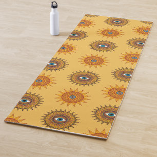 Sunflower Yellow Mandala - Third Eye Graphic Print Yoga Mat