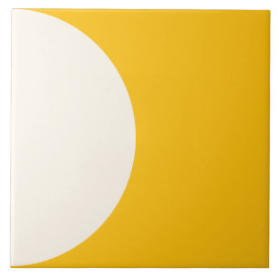 Sunflower Yellow Modern Geometric Semi circle Tile