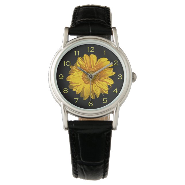 Sunflower Yellow Numbers wacnm Watch (Front)