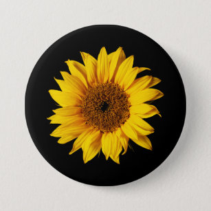 Sunflower Yellow on Black - Customised Sun Flowers 7.5 Cm Round Badge