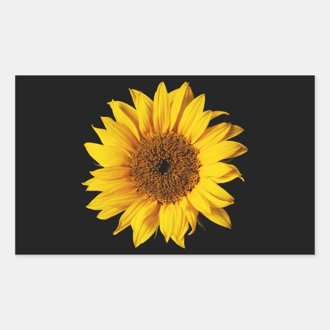 Sunflower Yellow on Black - Customised Sun Flowers Rectangular Sticker (Front)