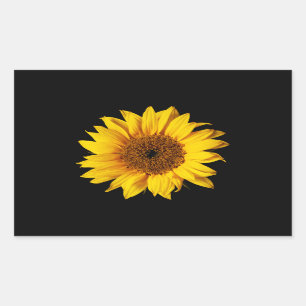 Sunflower Yellow on Black - Customised Sun Flowers Rectangular Sticker
