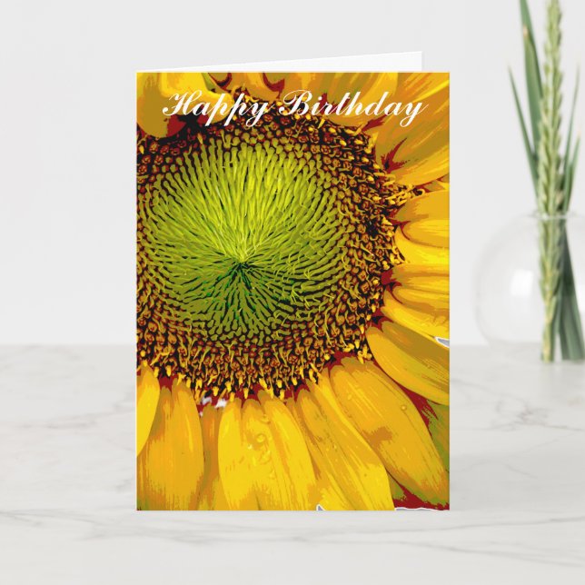 SUNFLOWER YELLOW PHOTO FLORAL HAPPY BIRTHDAY CARD (Front)