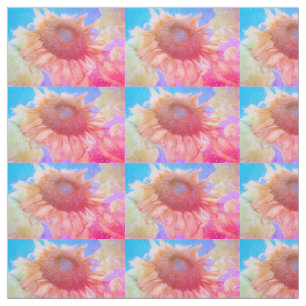 Sunflower Yellow Pink Blue Chic Floral Pattern Fabric
