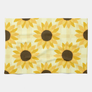 Sunflower yellow plaid tea towel