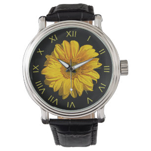 Sunflower Yellow Roman Numbers Mens Watch