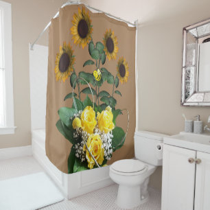 Sunflower Yellow Roses Shower Curtain